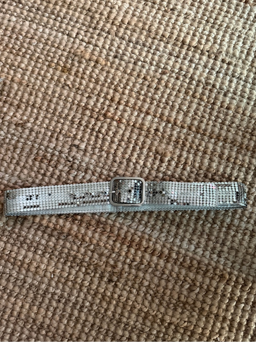 Silver Sequin Buckle Belt